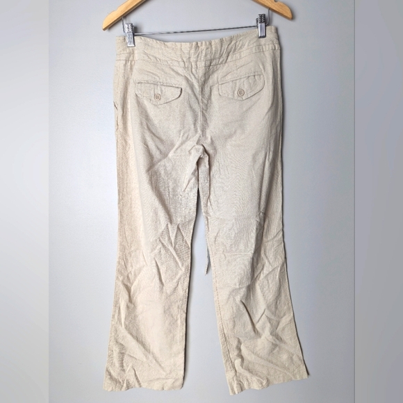 Seduction Tan Women's Linen/Rayon Pants Straight Leg Carrier Office Size Large - Picture 2 of 13